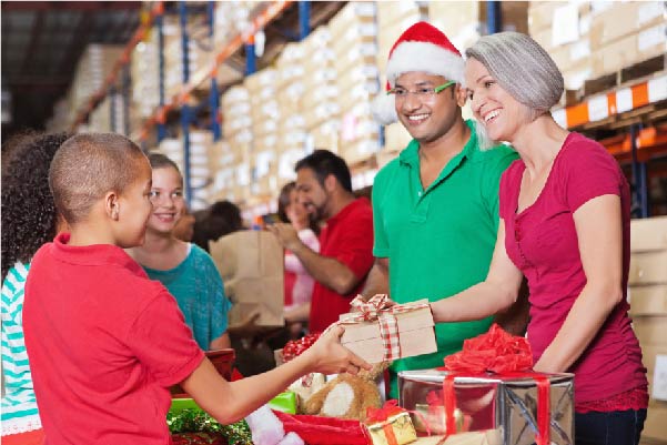 Family running a gift drive