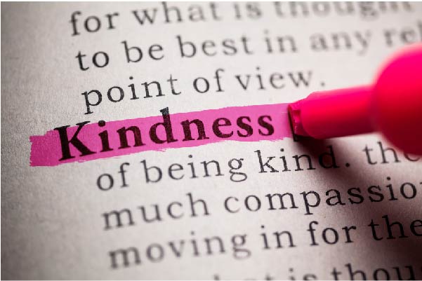 The word kindness highlighted in pink